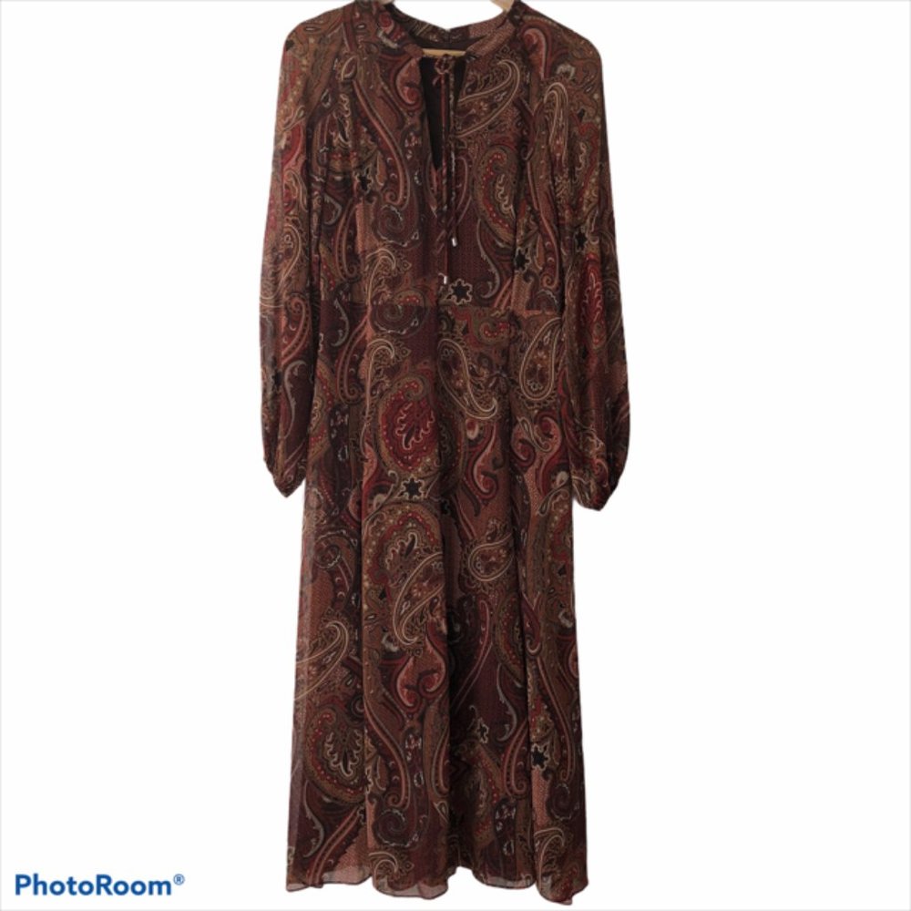 Tommy Hilfiger Balloon Sleeve Paisley Midi Dress - Picture 5 of 8